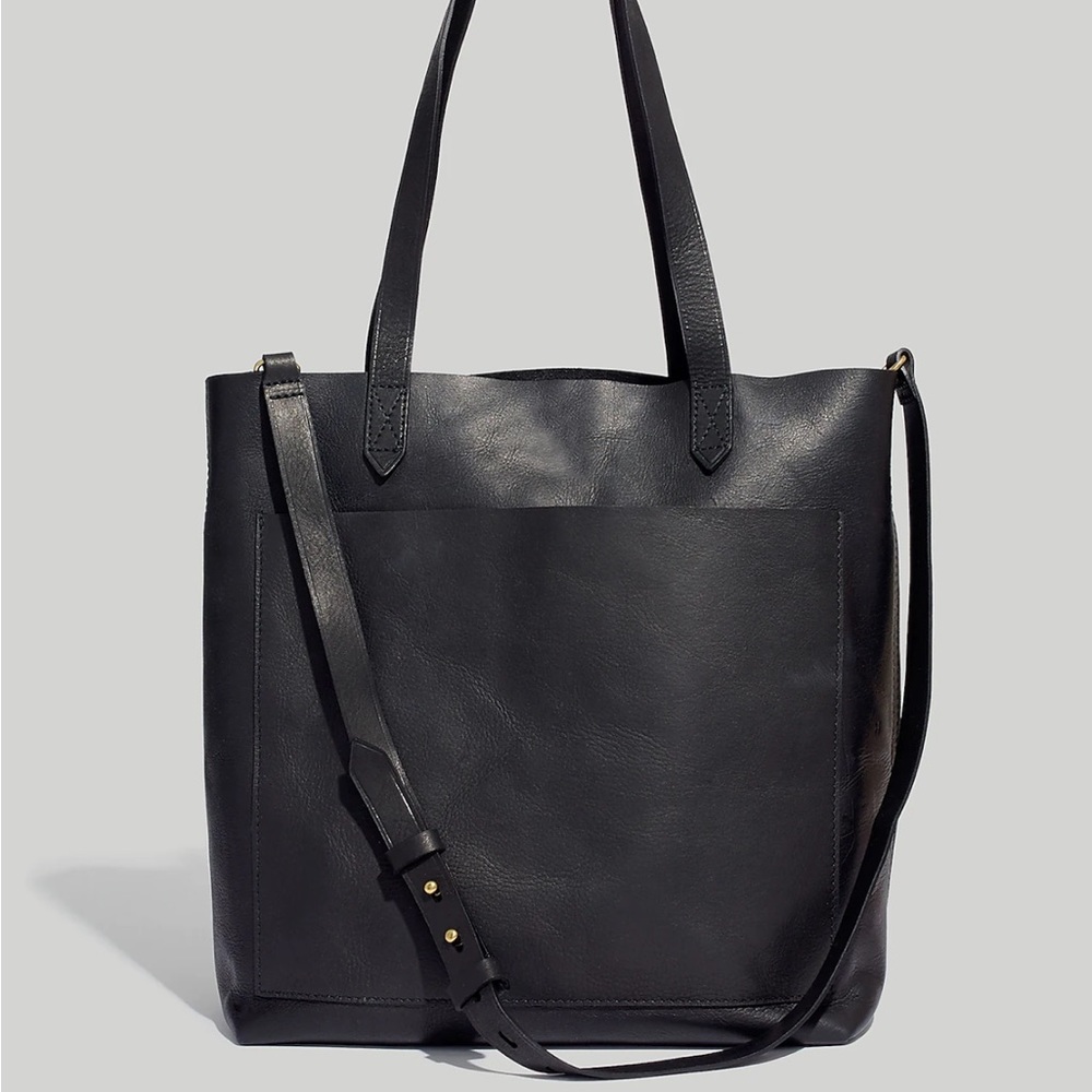 Madewell Black Leather Tote - “The Medium Transport Tote”